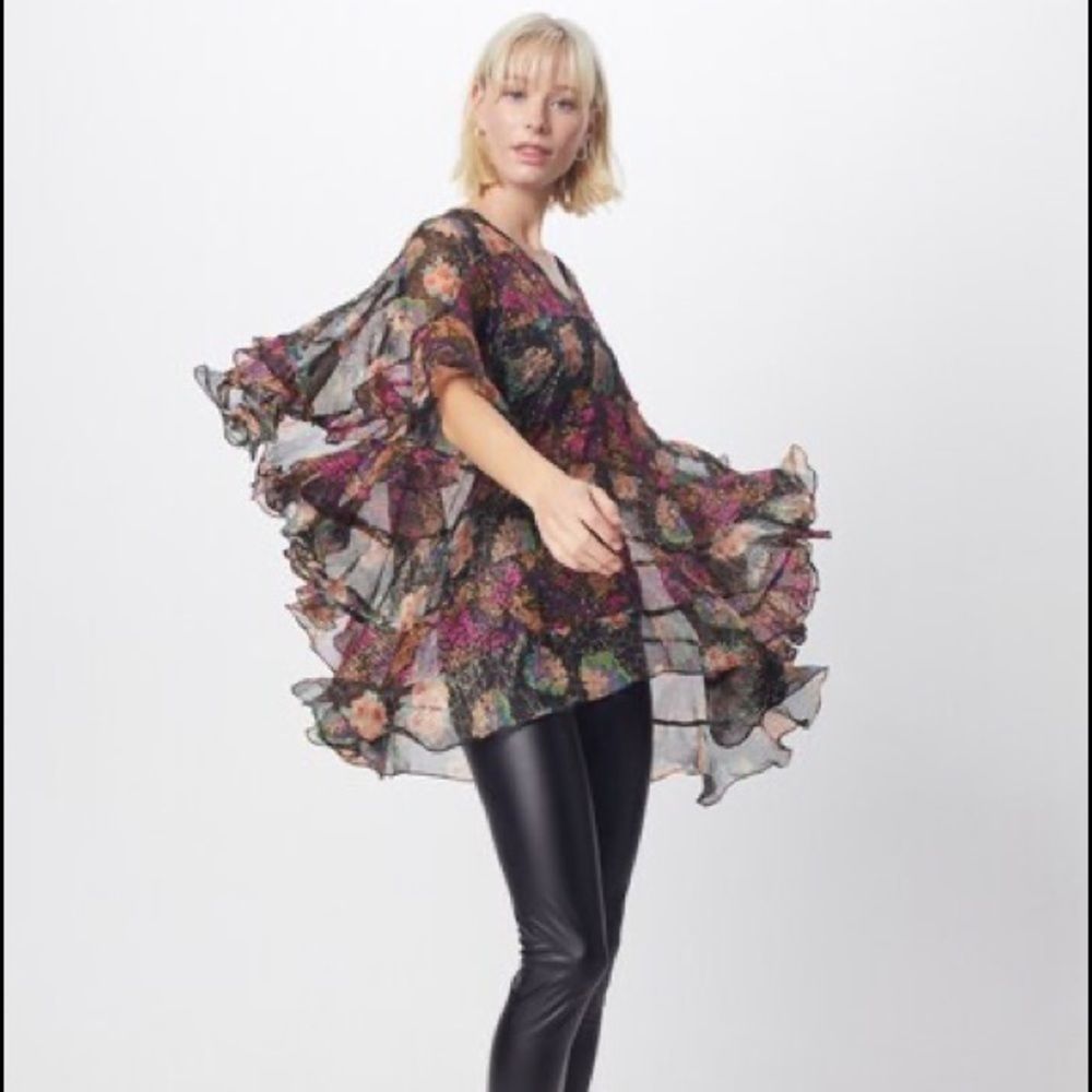Mes Demoiselles Black Sheer Floral Tunic